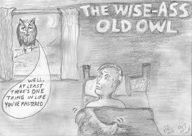 wise ass old owl cartoon