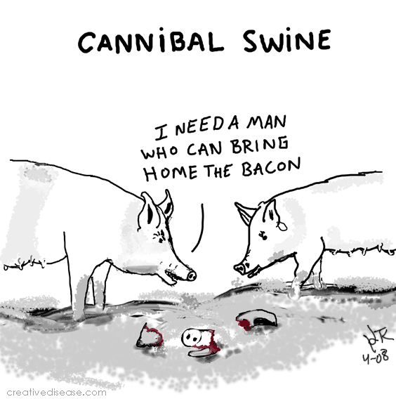 cannibal swine pigs cartoon holtek