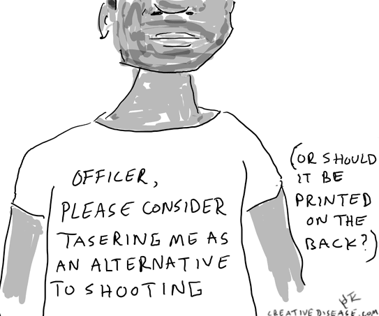 cop taser shoot kill cartoon holtek