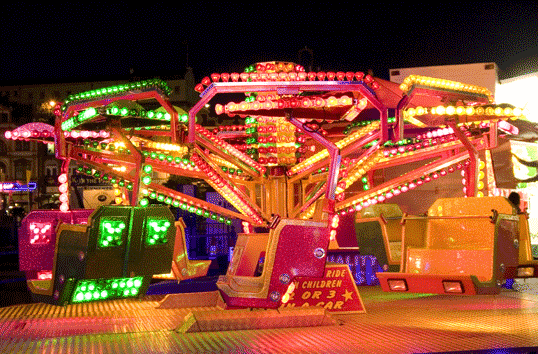 colorful old-fashioned fair ride scrambler